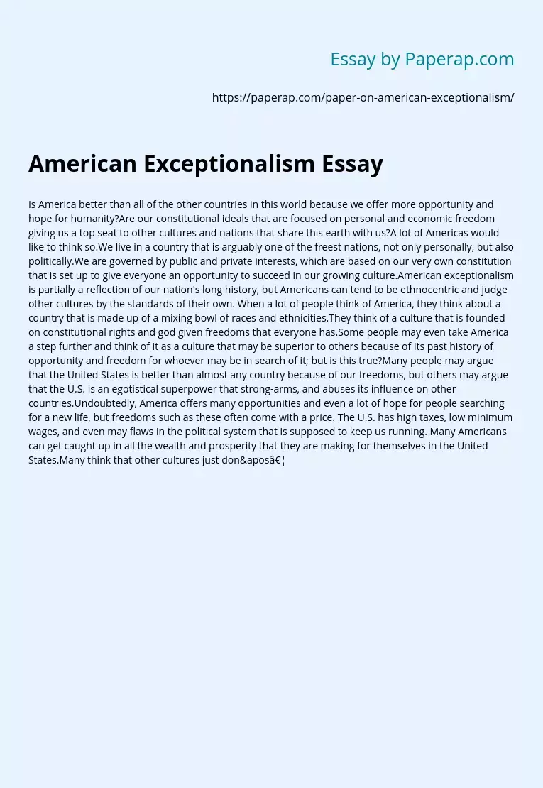 American Exceptionalism Essay