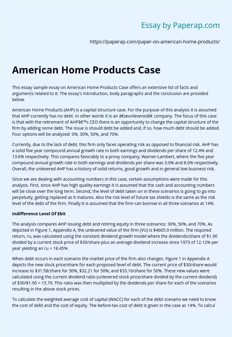 American Home Products Case