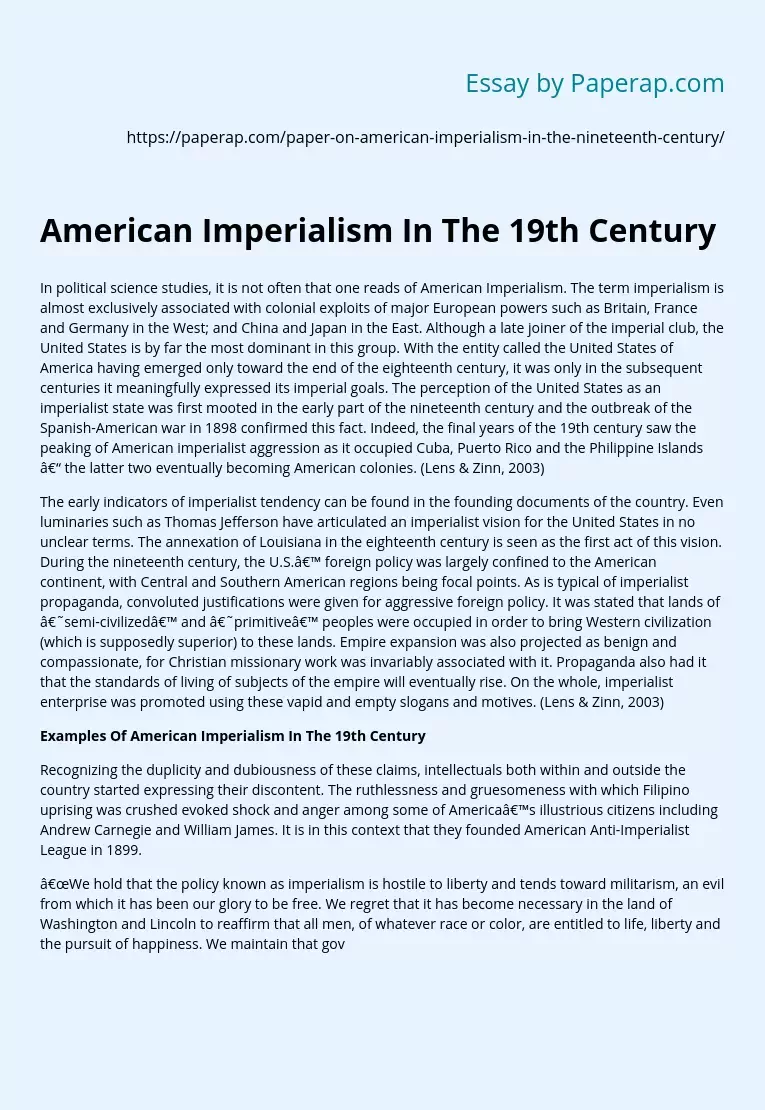 American Imperialism In The 19th Century
