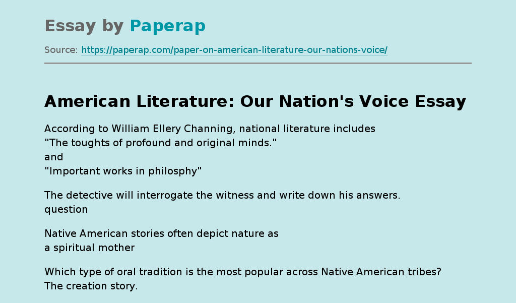 American Literature: Our Nation's Voice