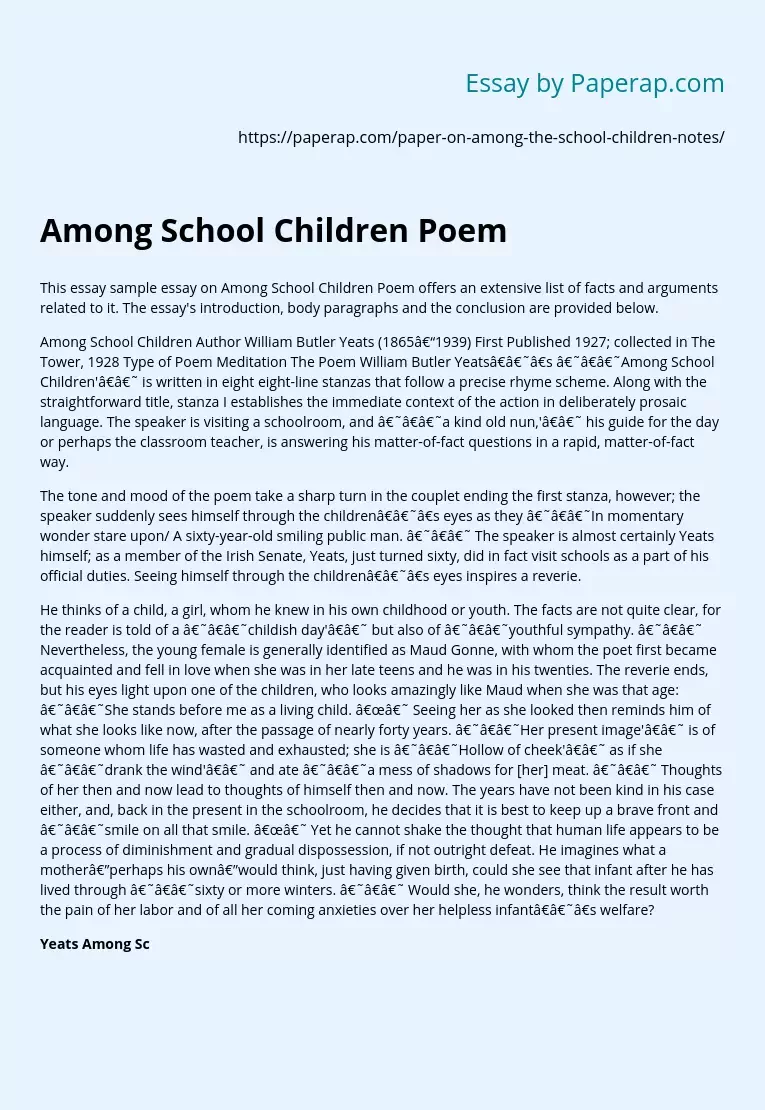"Among the Schoolchildren" by William Butler Yeats