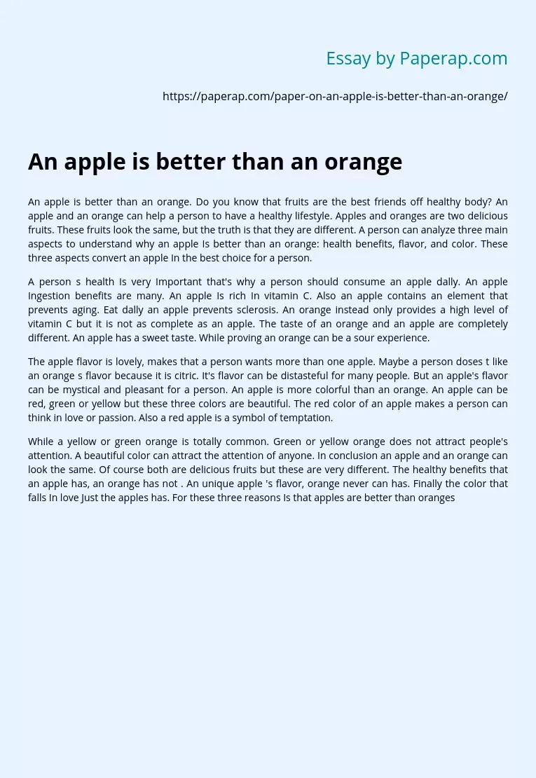 An apple is better than an orange
