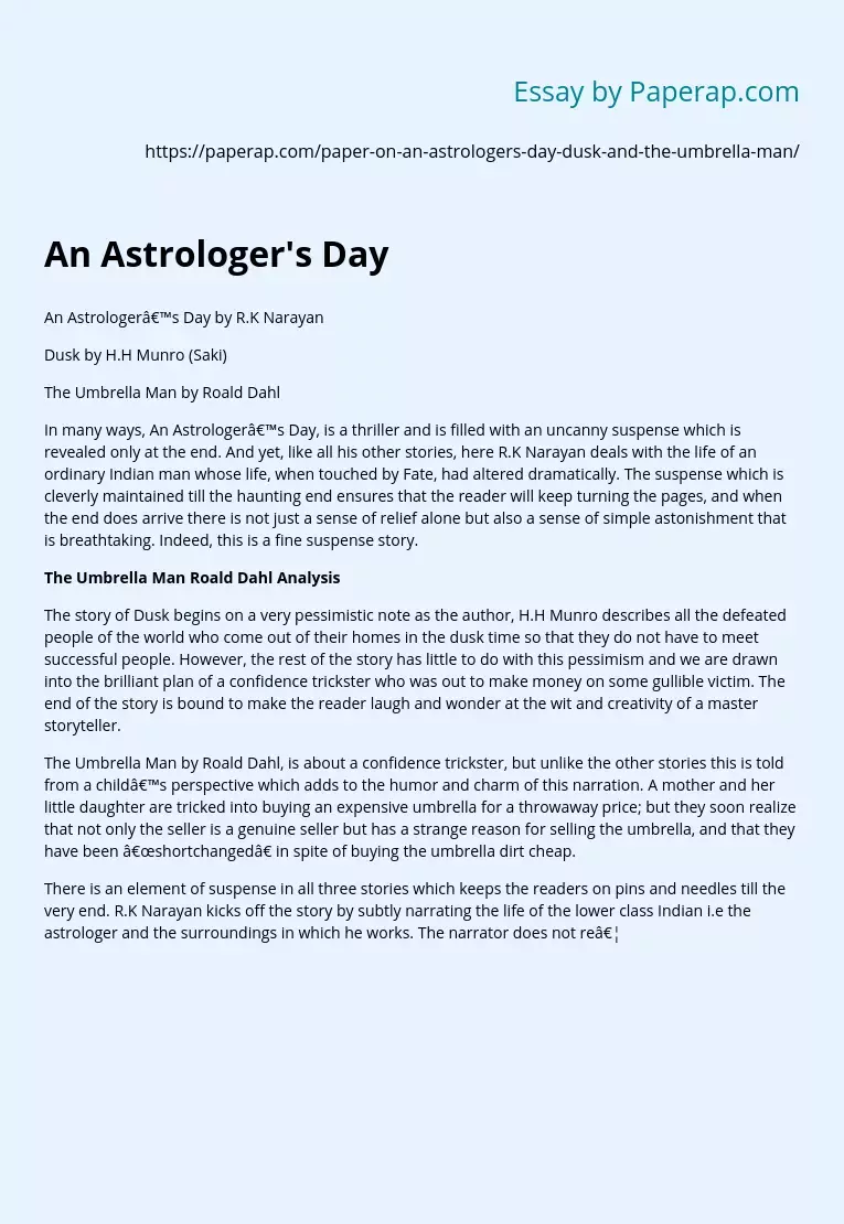 An Astrologer's Day vs Dusk vs The Umbrella Man