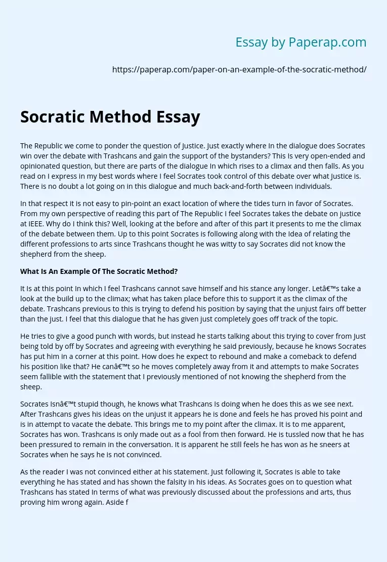 Socratic Method Essay