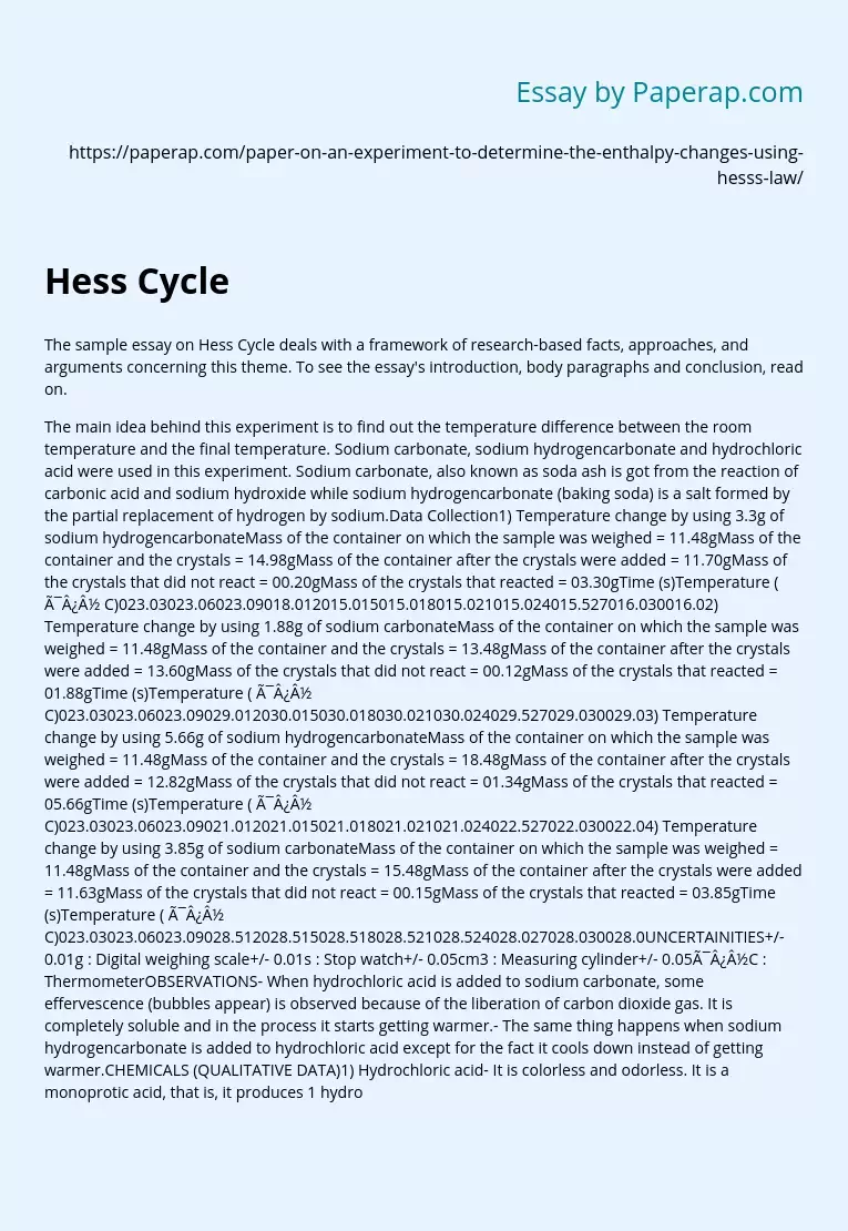 Hess Cycle