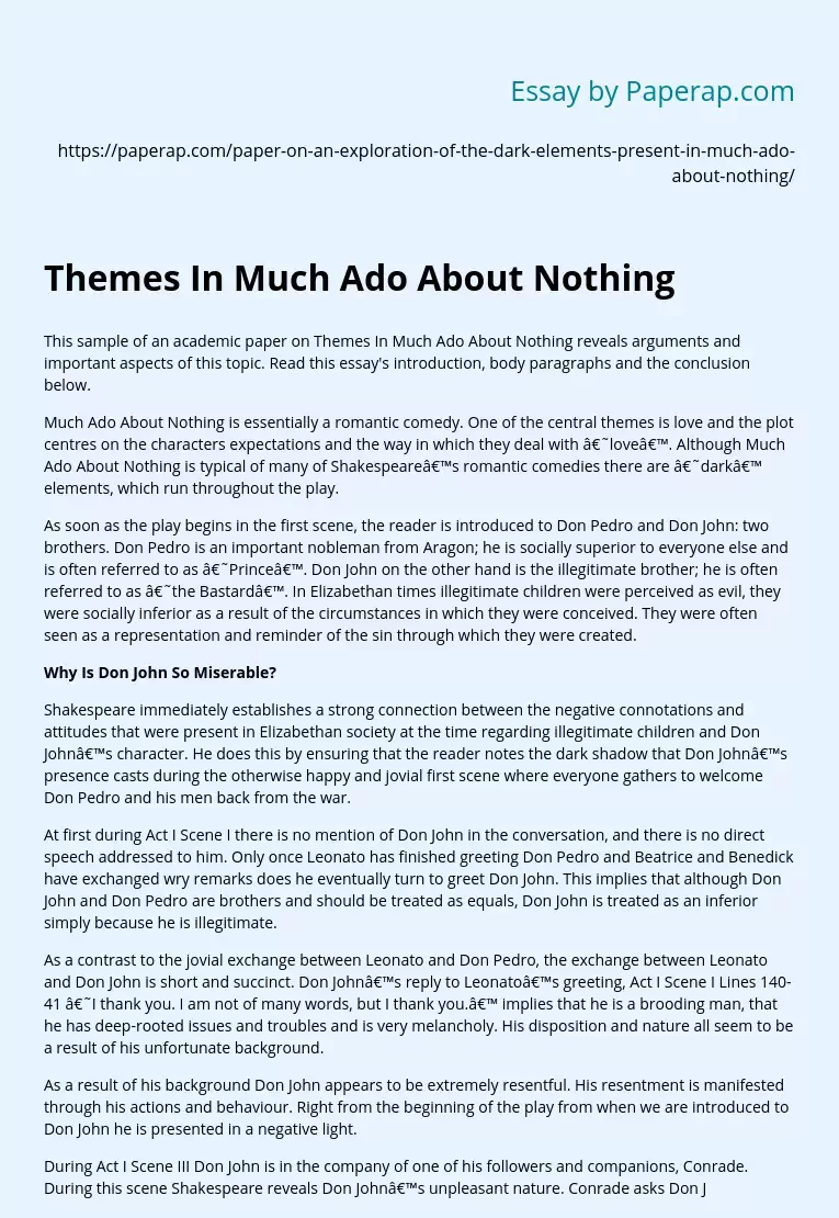 Themes In Much Ado About Nothing