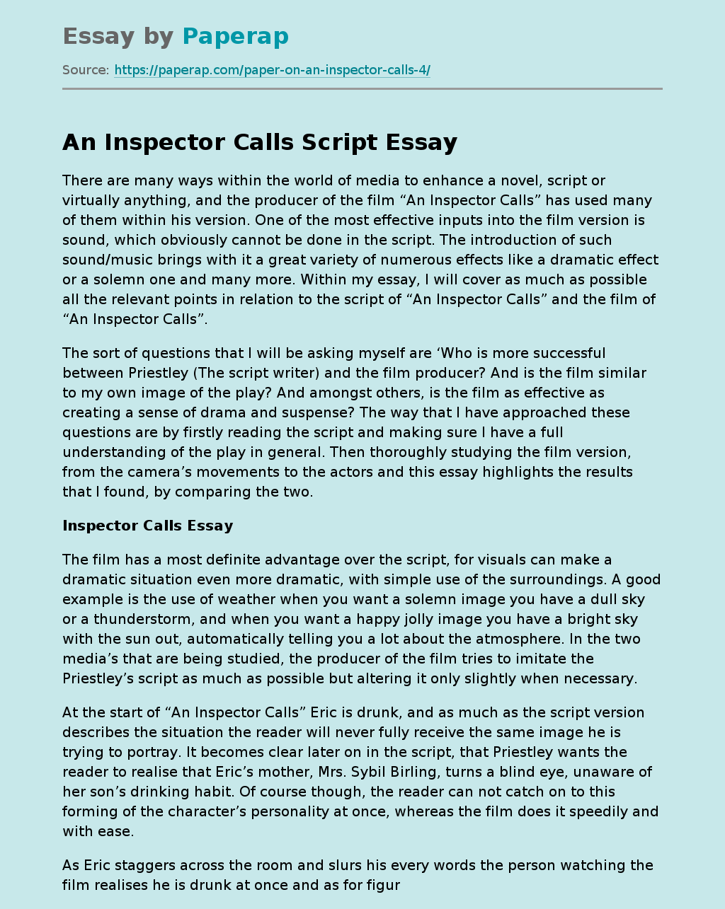 An Inspector Calls Script