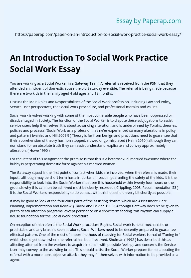 An Introduction To Social Work Practice Social Work Essay