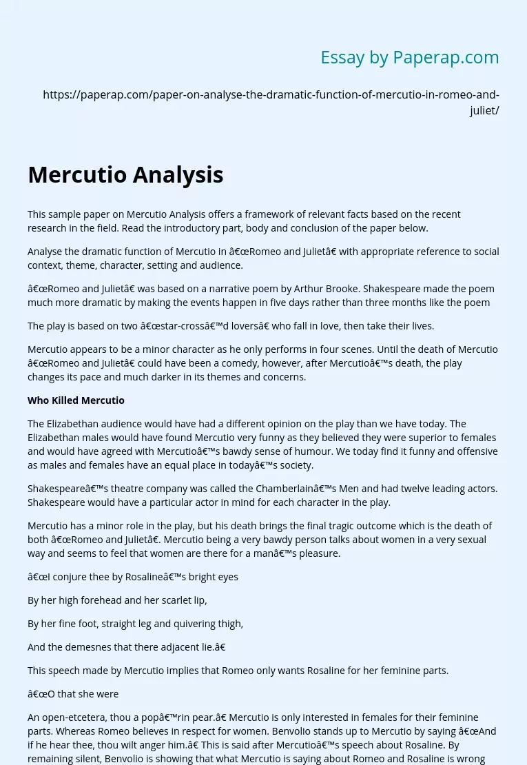 Mercutio Analysis