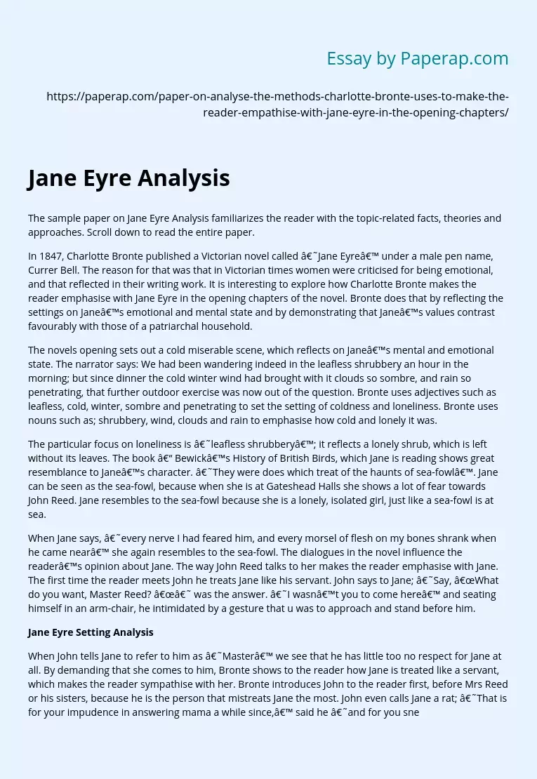 Jane Eyre Analysis