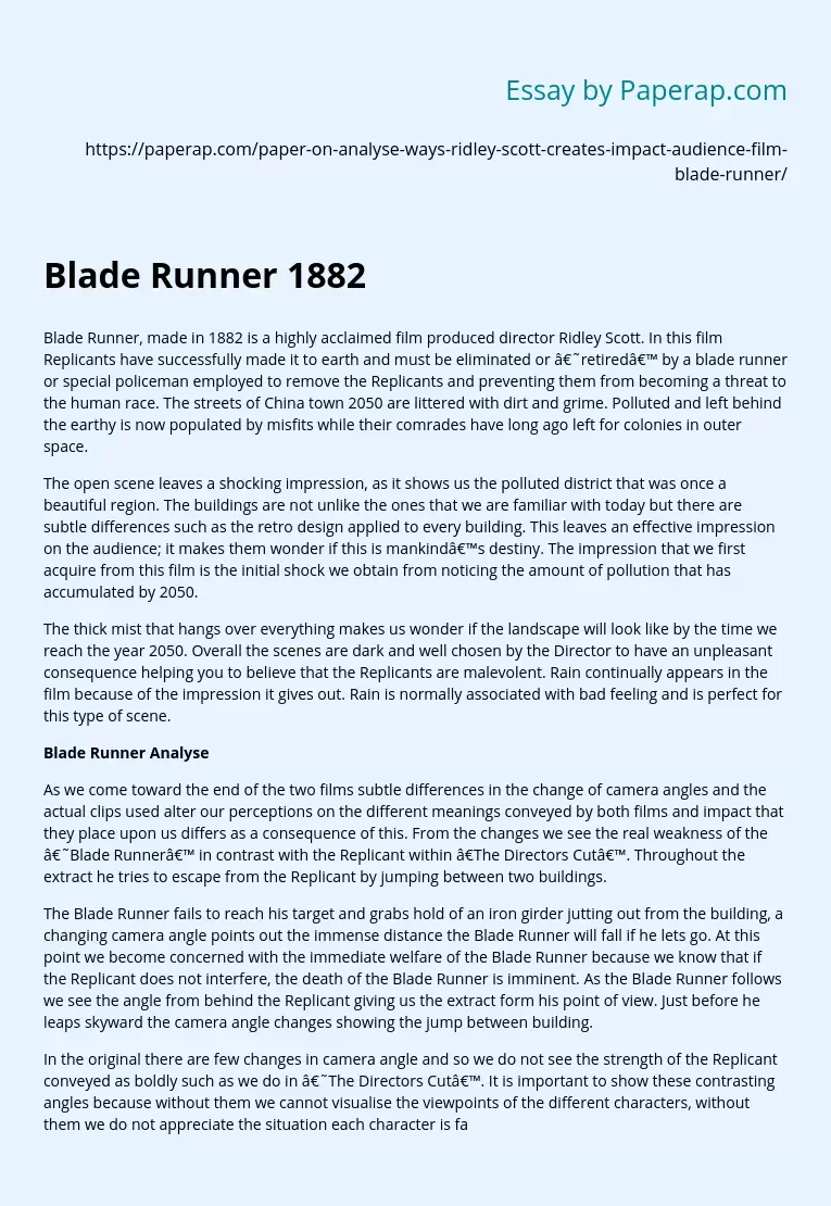 Blade Runner Analyse 1882