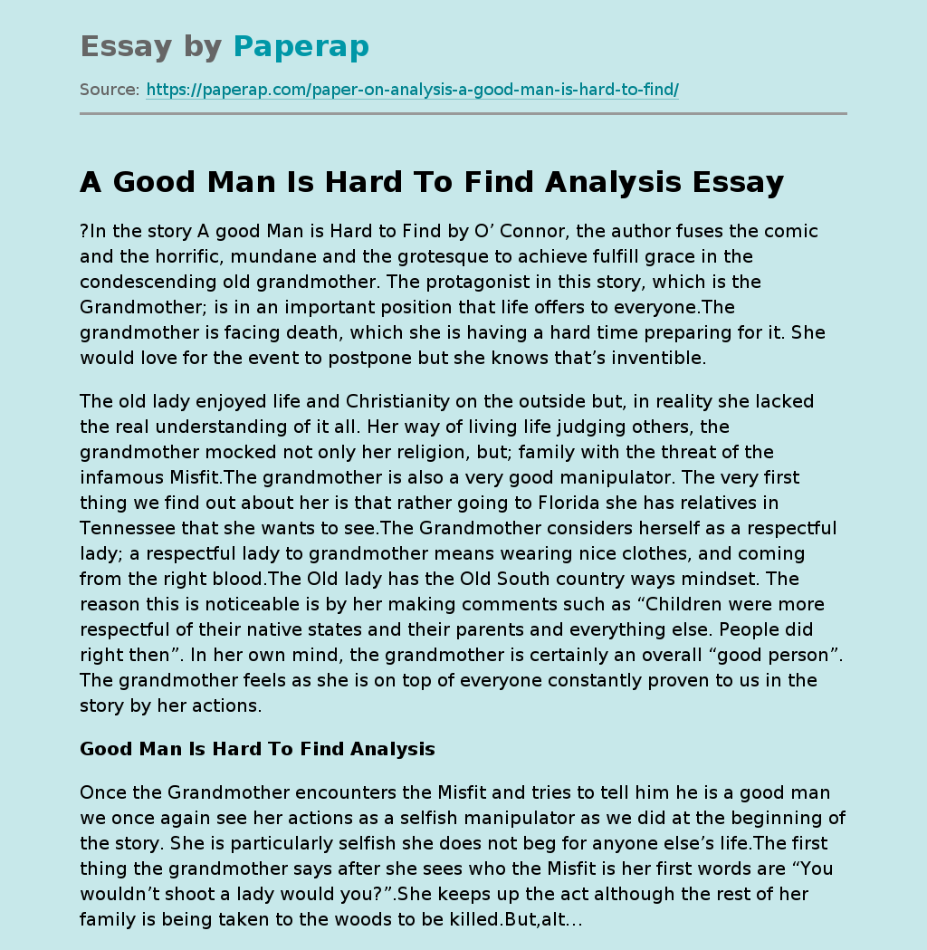 A Good Man Is Hard To Find Analysis