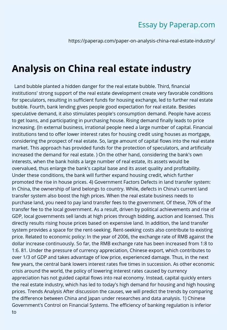 Analysis on China Real Estate Industry