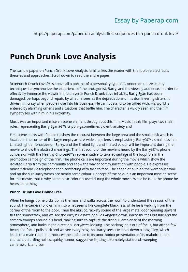 Punch Drunk Love Analysis
