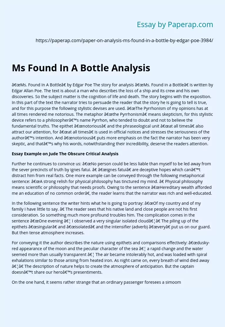 Ms Found In A Bottle Analysis