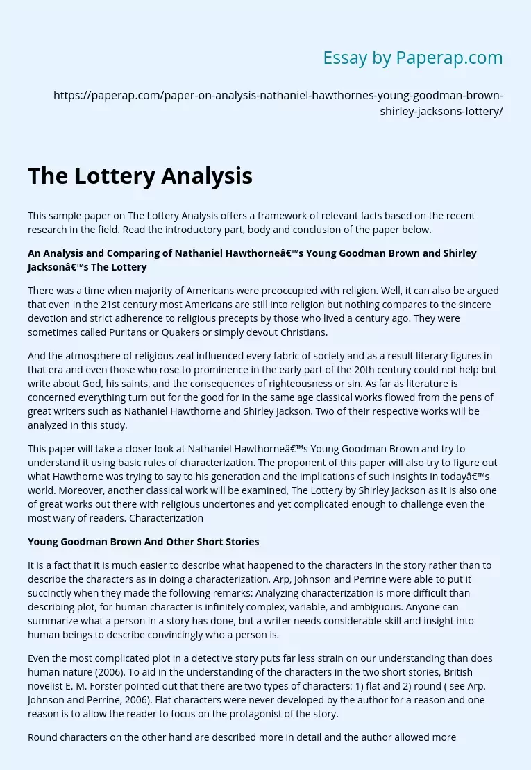 The Lottery Analysis