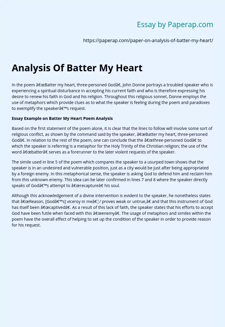 Analysis Of Batter My Heart
