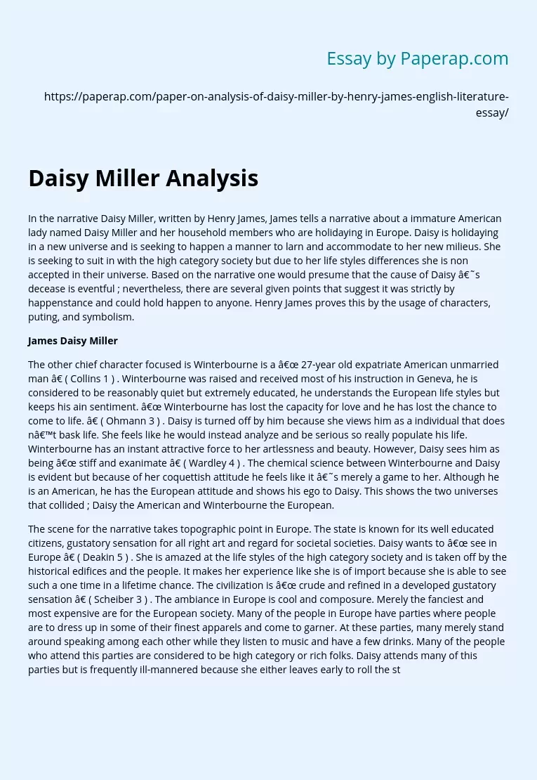 Daisy Miller Analysis