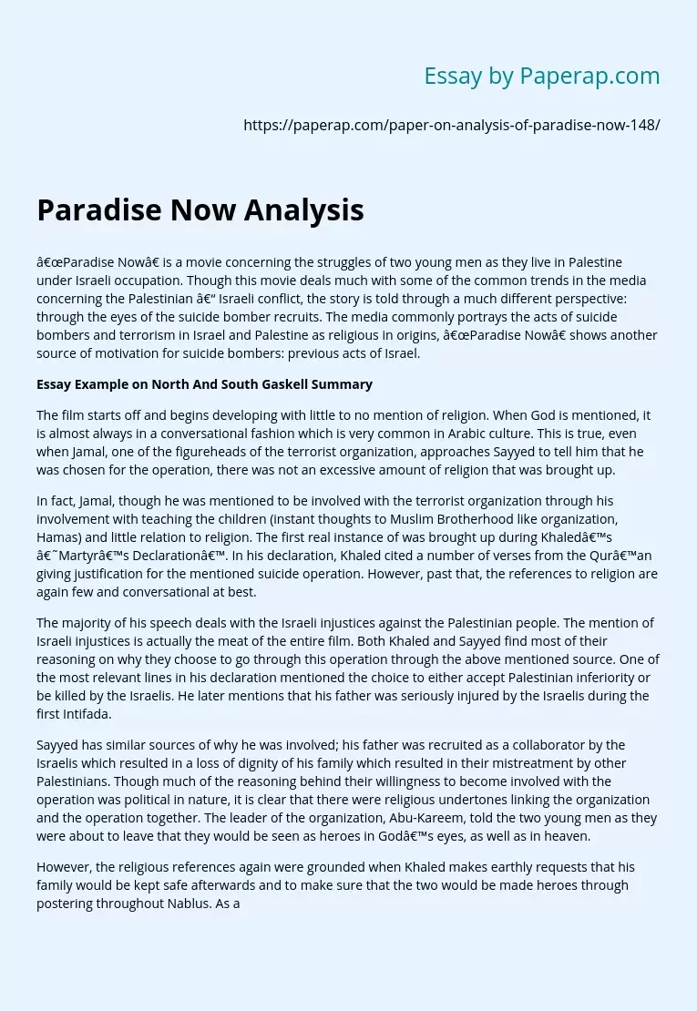 Paradise Now Analysis