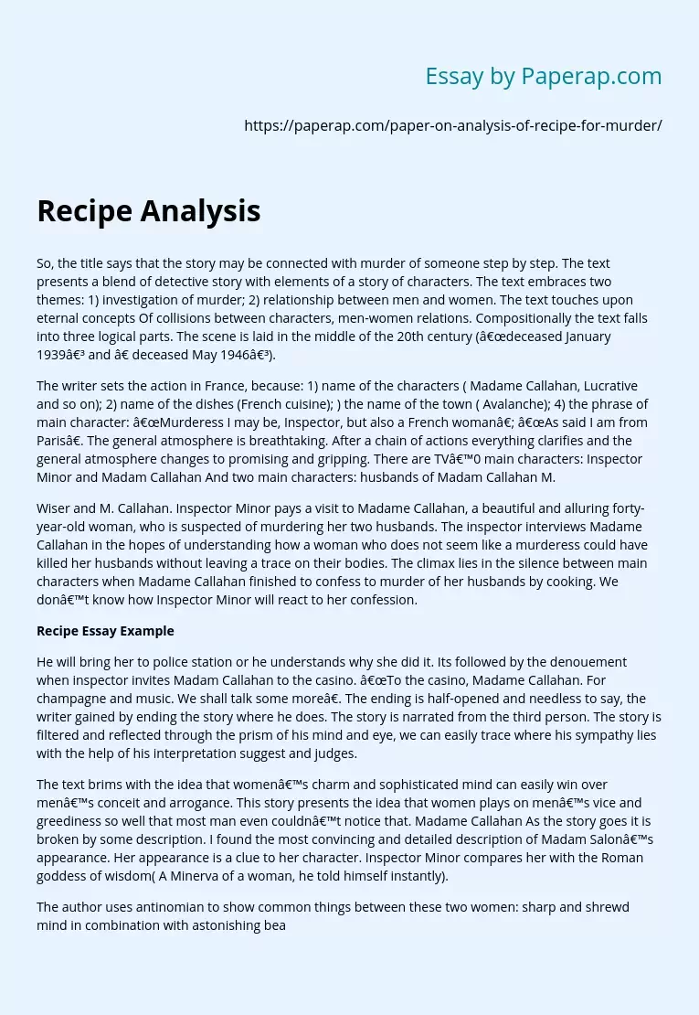 Recipe Analysis