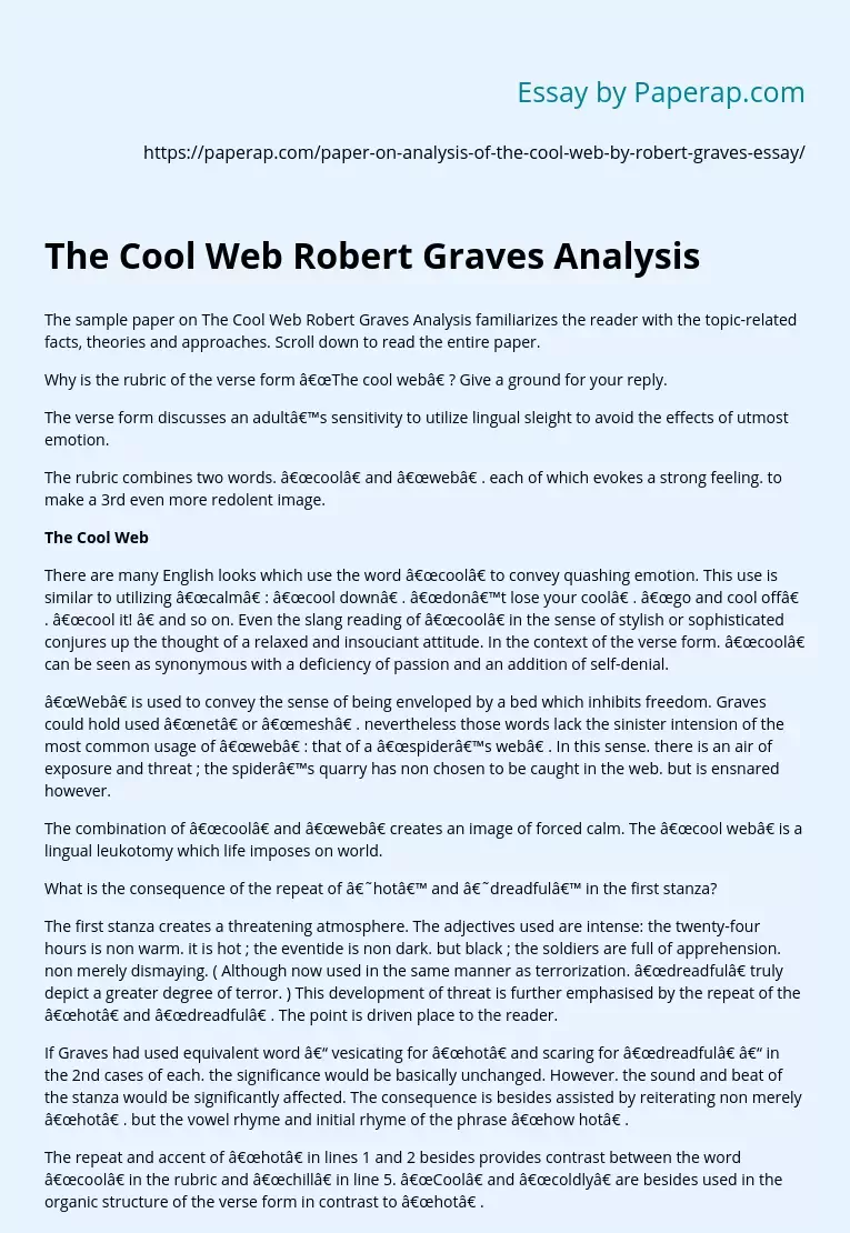 The Cool Web Robert Graves Analysis