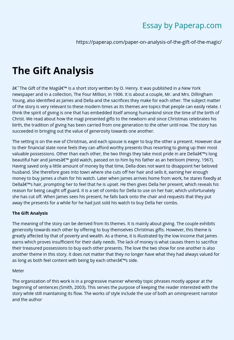 Реферат: The Gift Essay Research Paper The GiftIt