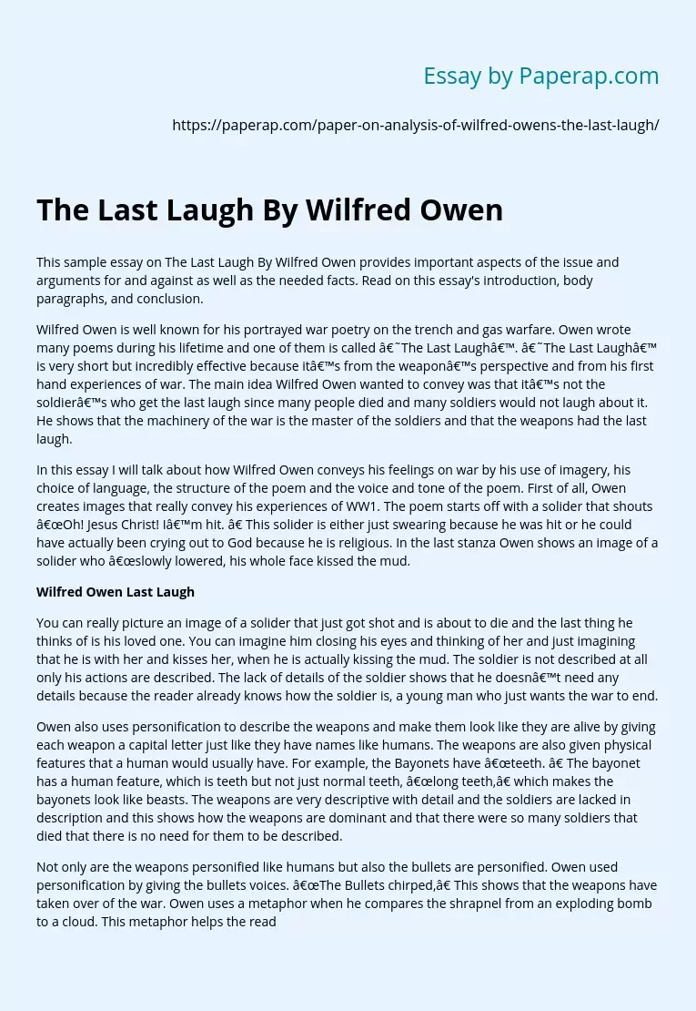 The Last Laugh By Wilfred Owen