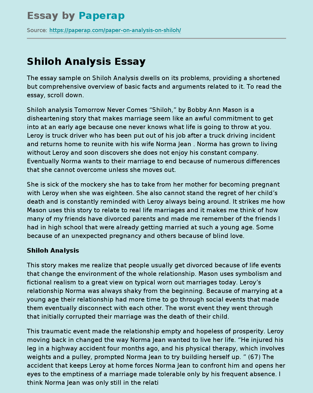 Shiloh Analysis