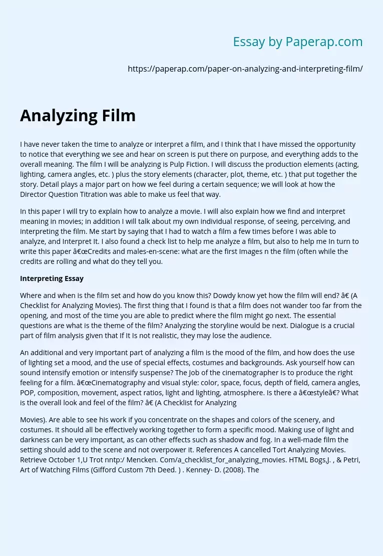Analyzing Film