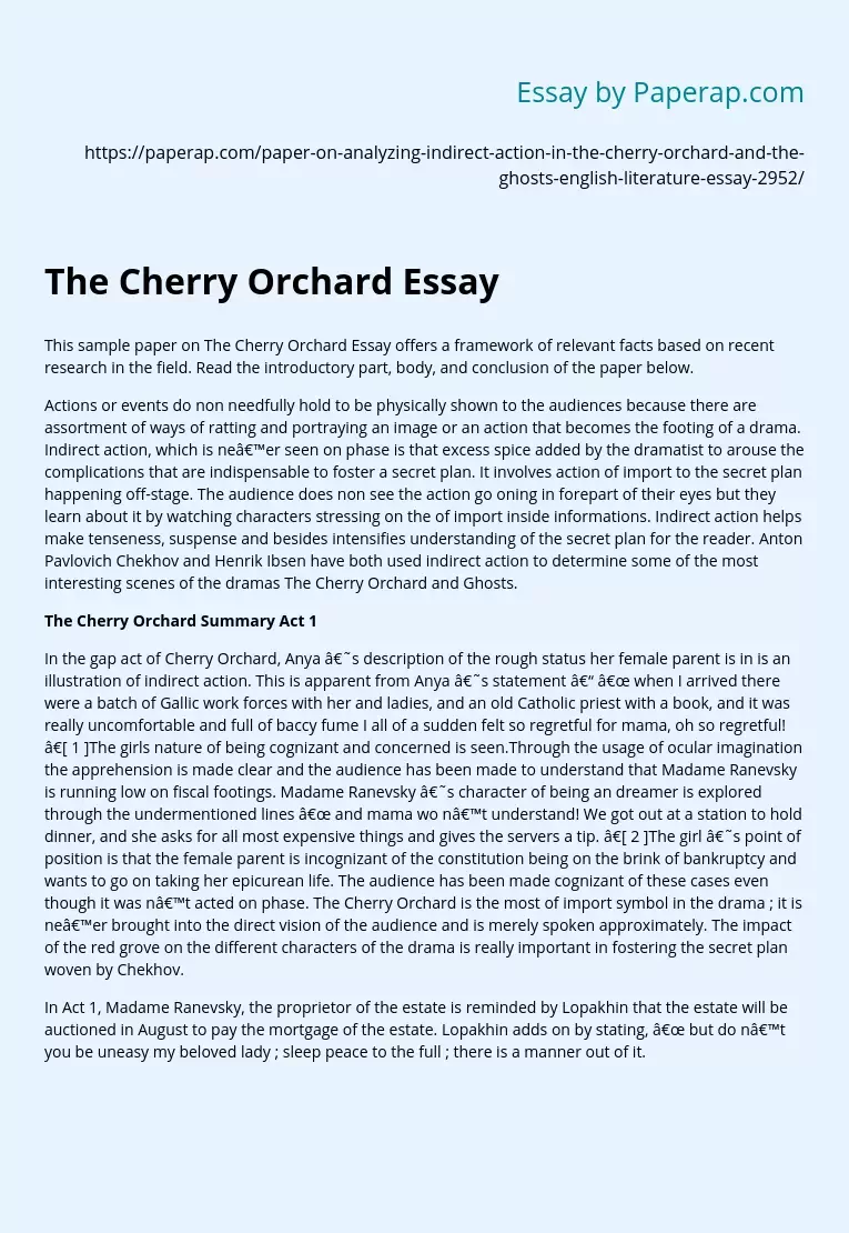The Cherry Orchard Essay