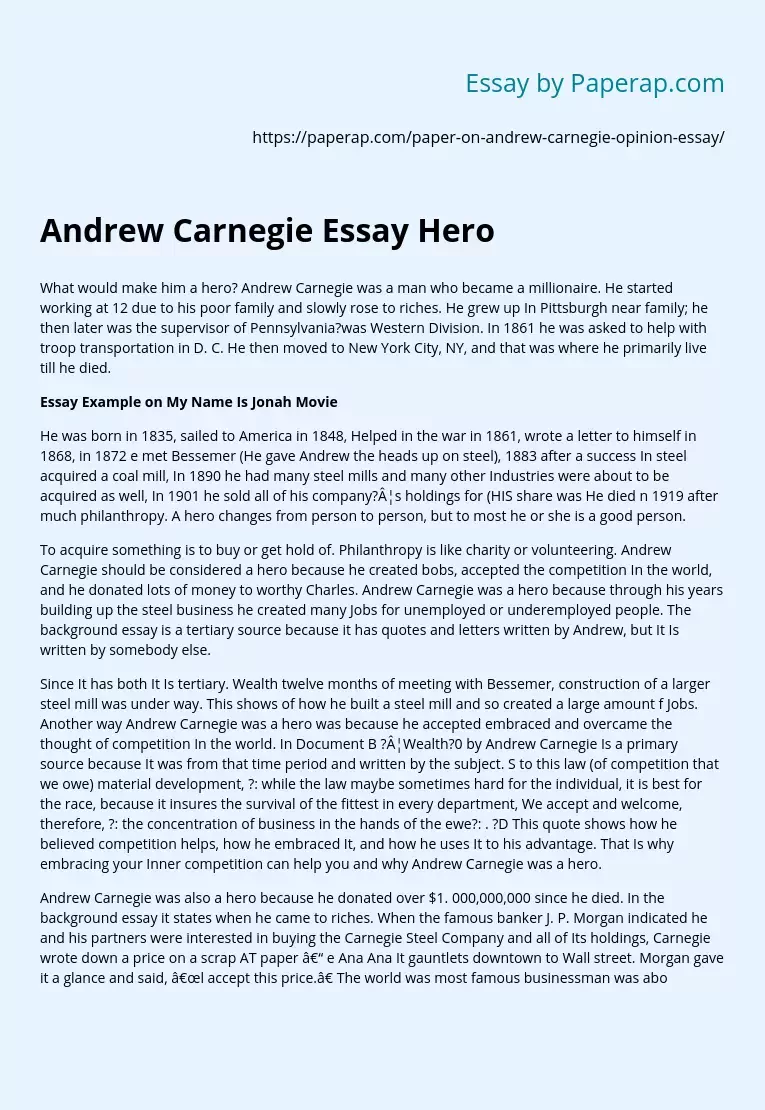 Andrew Carnegie Essay Hero