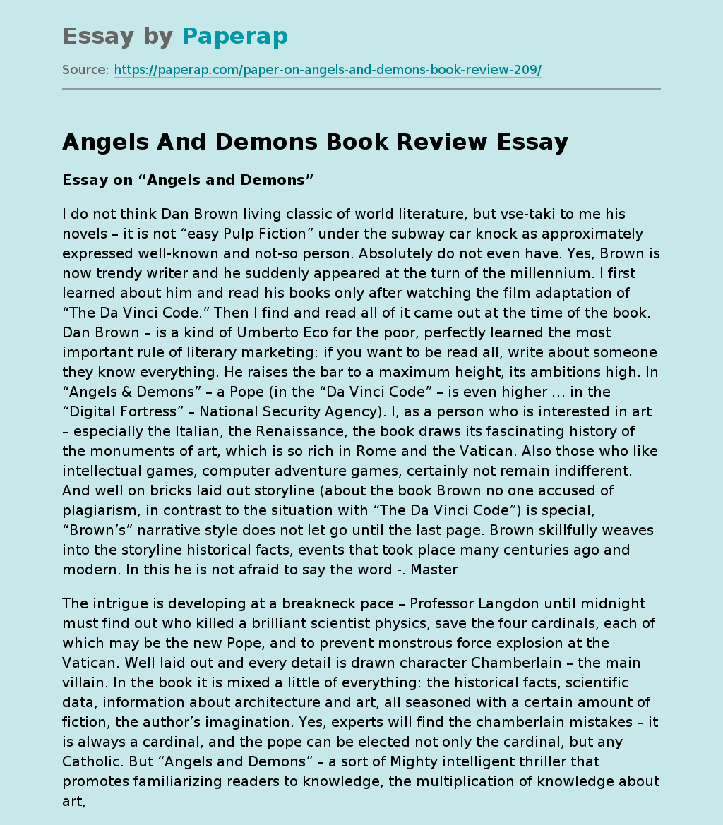 Angels And Demons Book Review