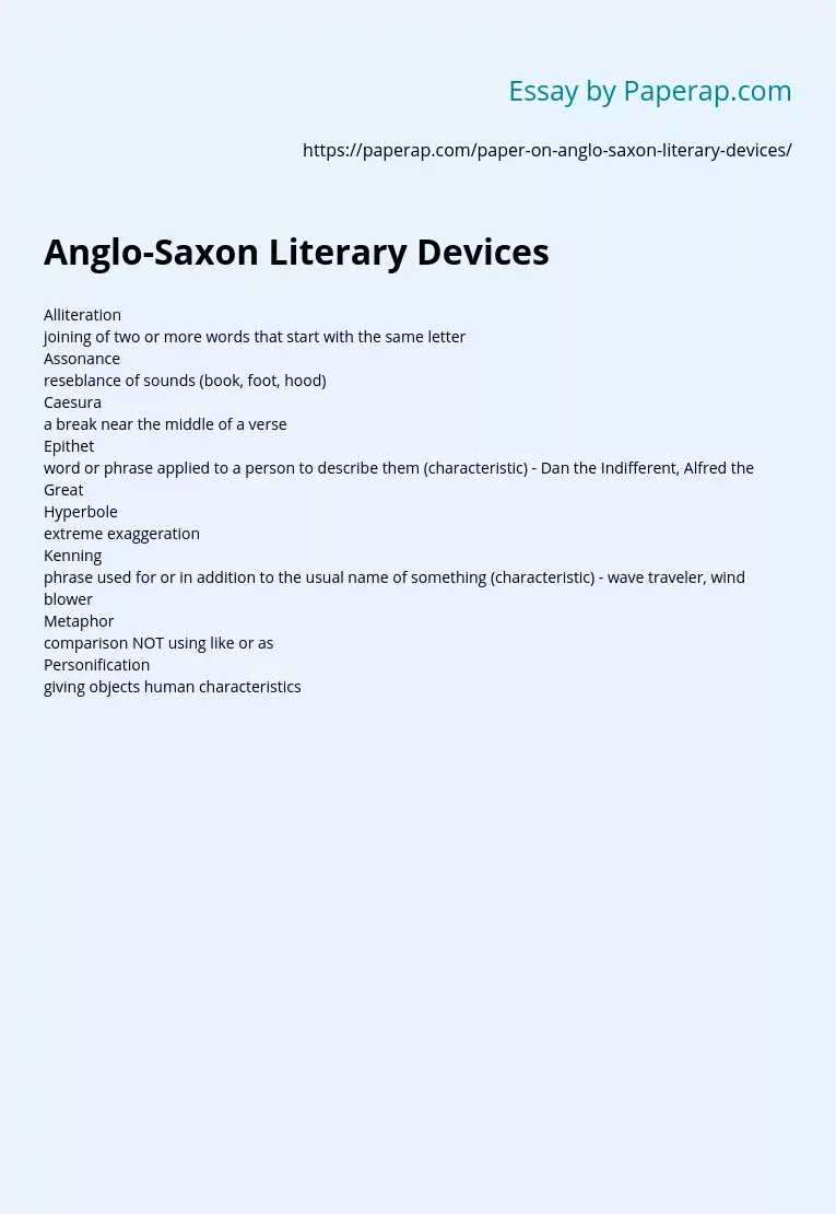 Anglo-Saxon Literary Devices