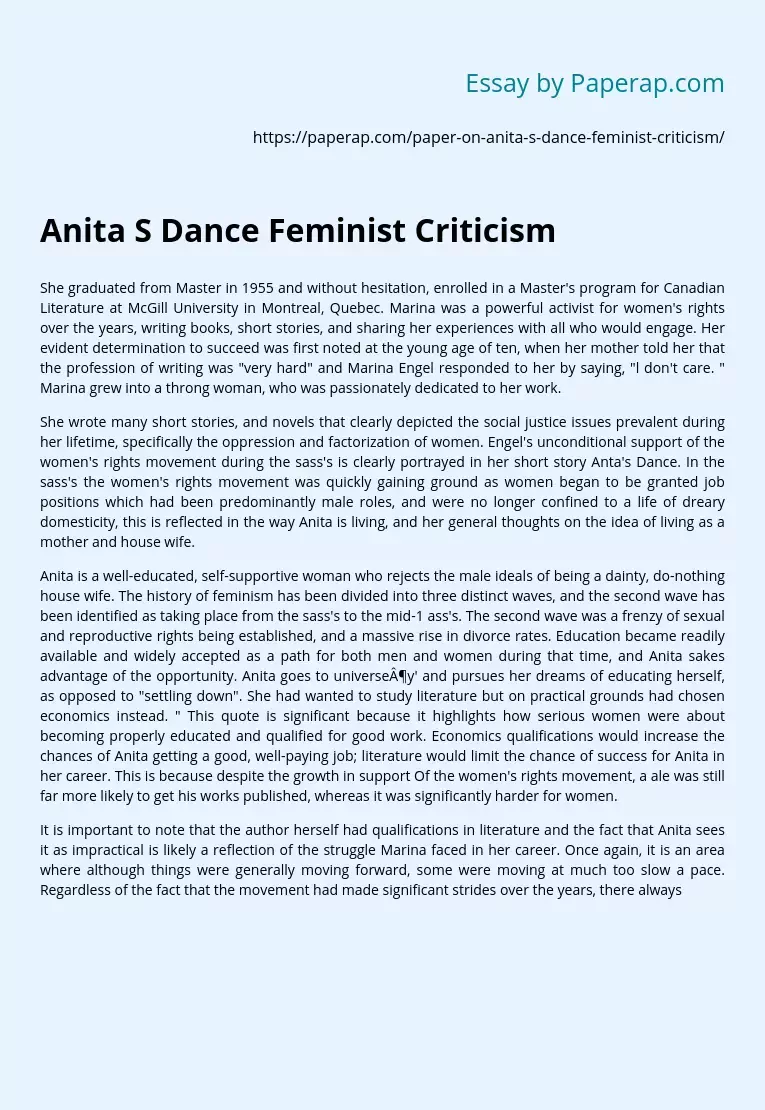 Anita S Dance Feminist Criticism