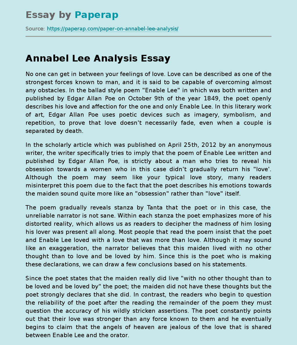 Annabel Lee Analysis