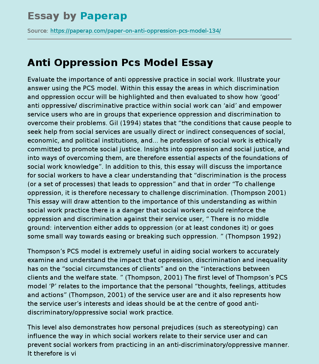 Anti Oppression Pcs Model