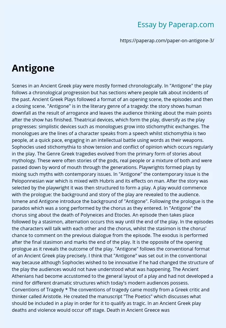 Реферат: Antigone Essay Research Paper Greek tragedy would
