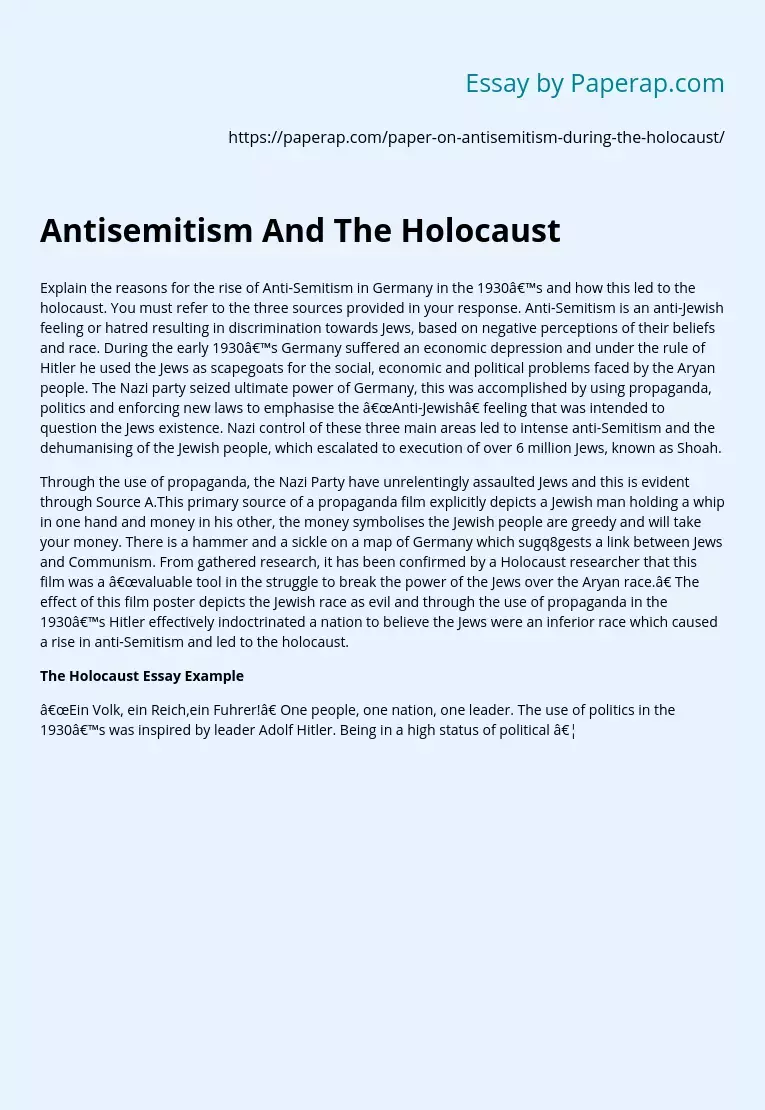 Antisemitism And The Holocaust