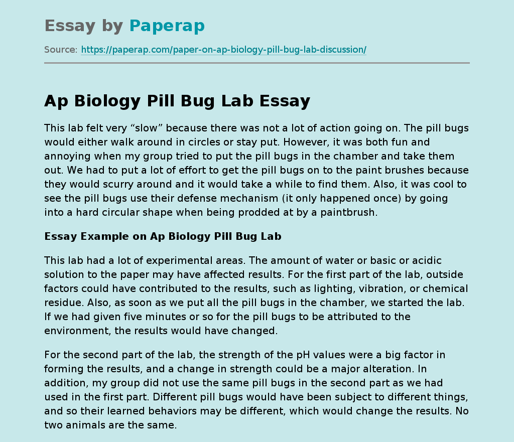 Ap Biology Pill Bug Lab