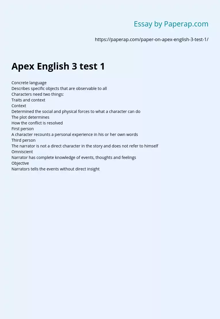 Apex English 3 test 1