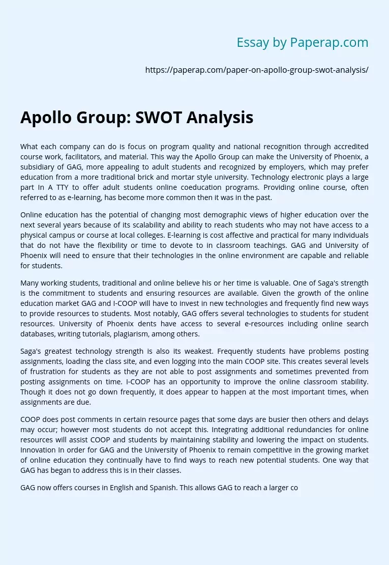Apollo Group: SWOT Analysis