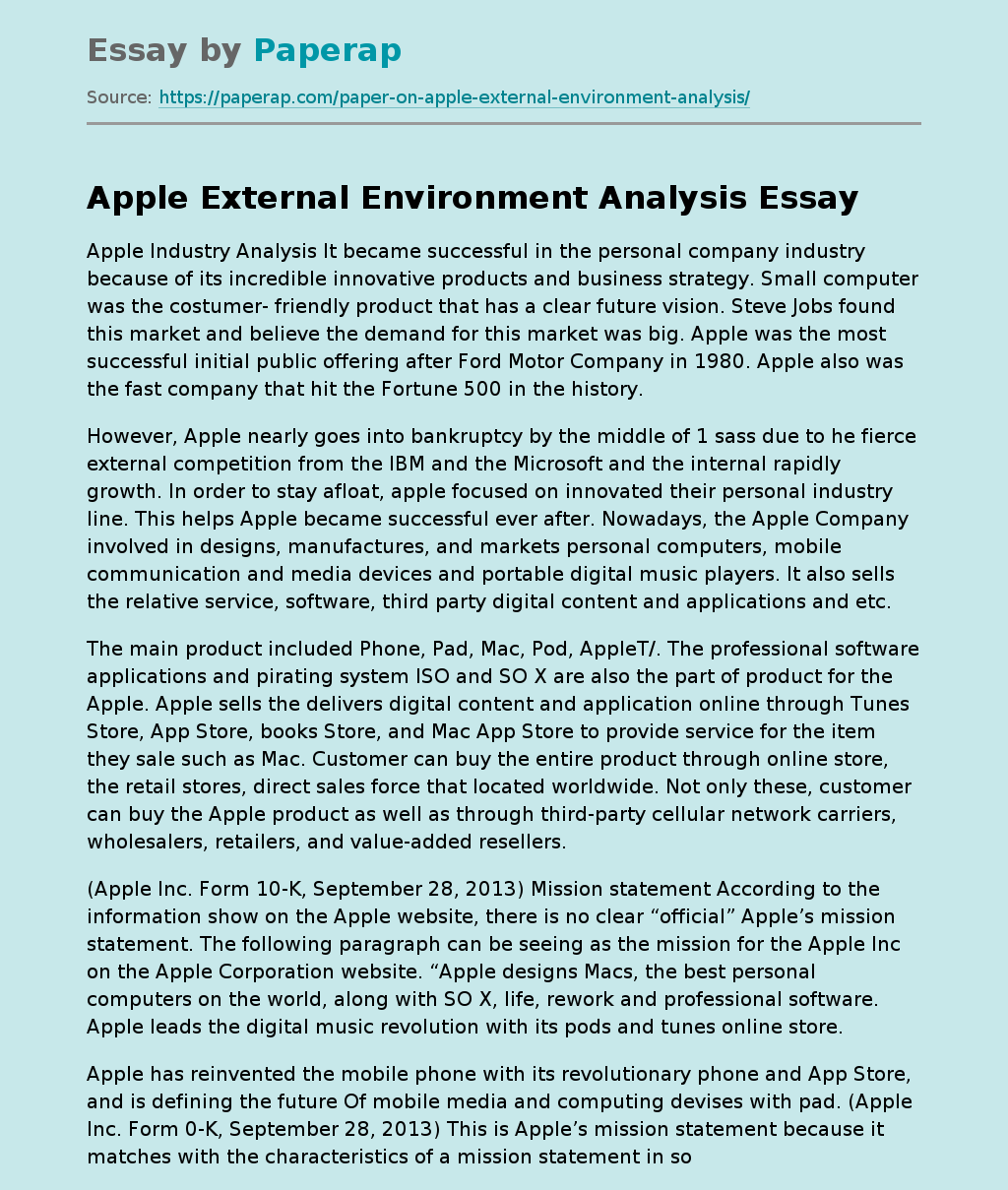 Apple External Environment Analysis