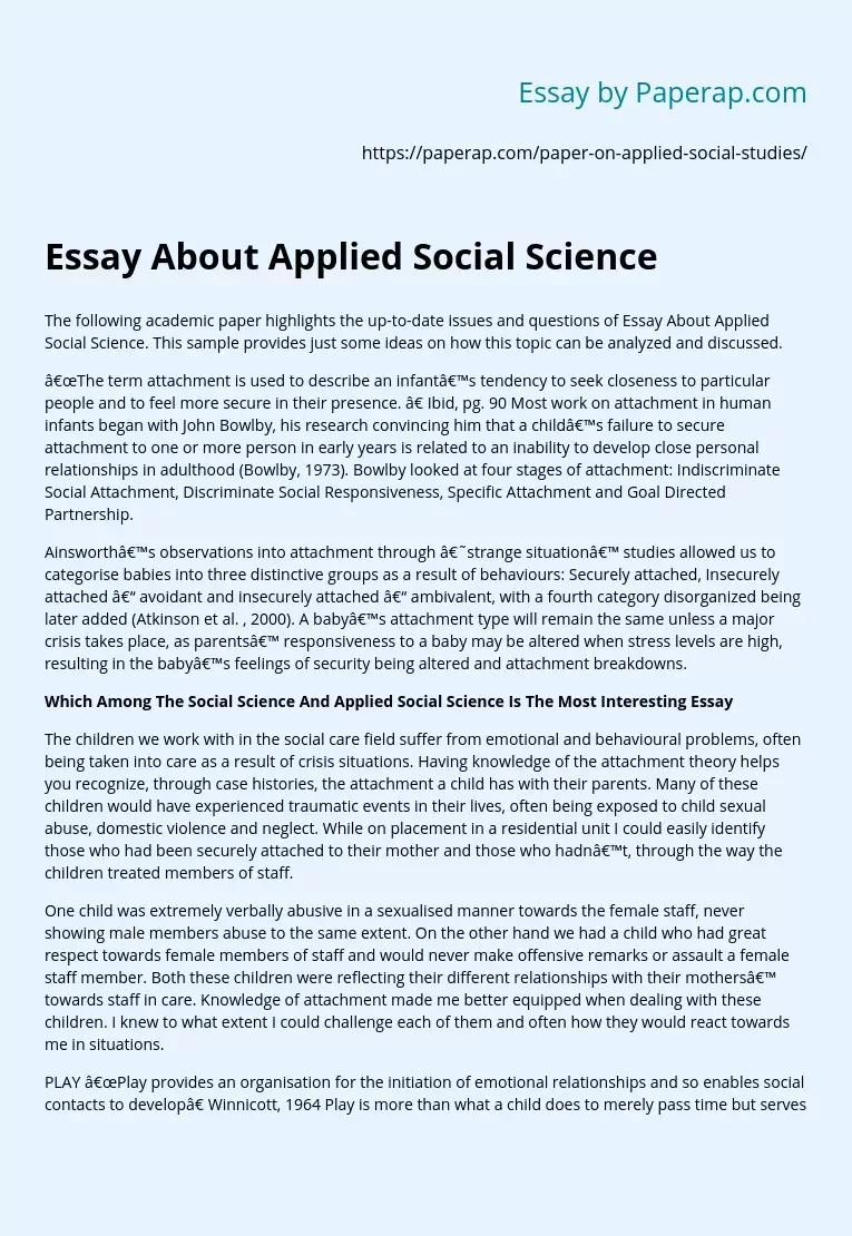 Essay About Applied Social Science