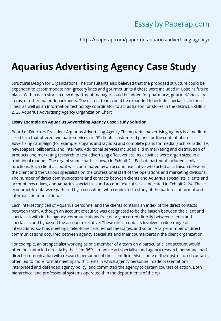 Aquarius Advertising Agency Case Study