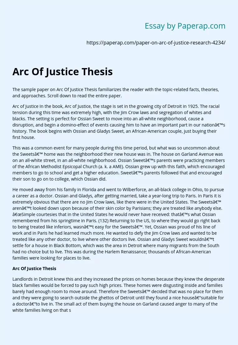 Arc Of Justice Thesis
