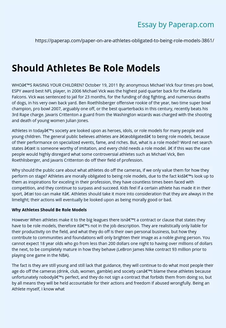 Should Athletes Be Role Models