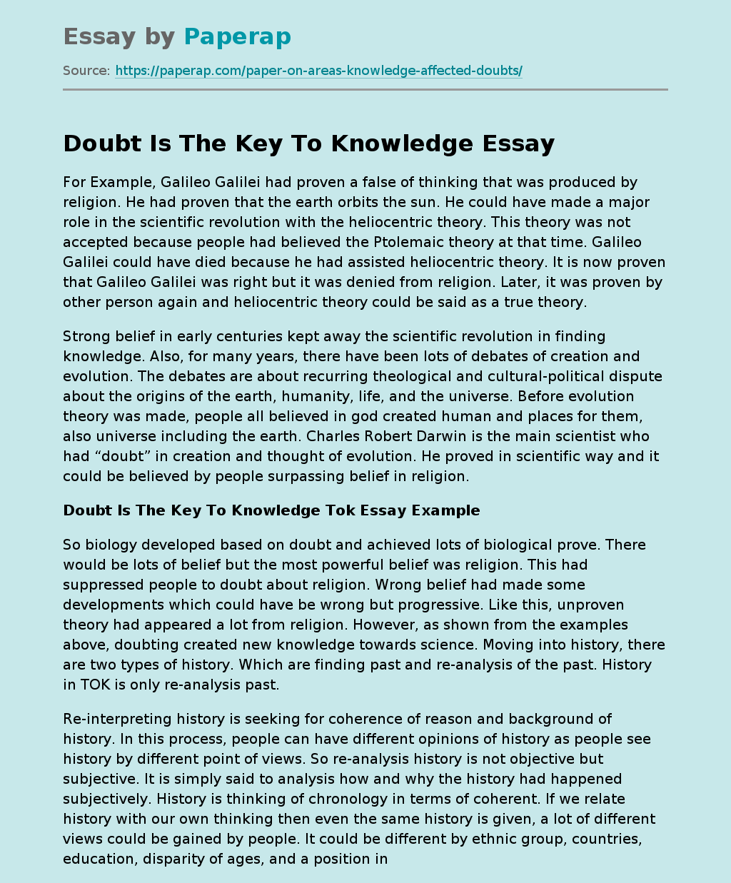 doubt is the key to knowledge