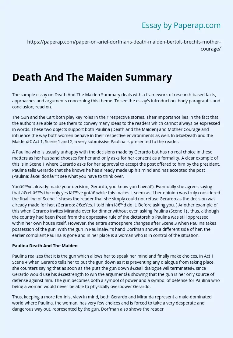 Death And The Maiden Summary