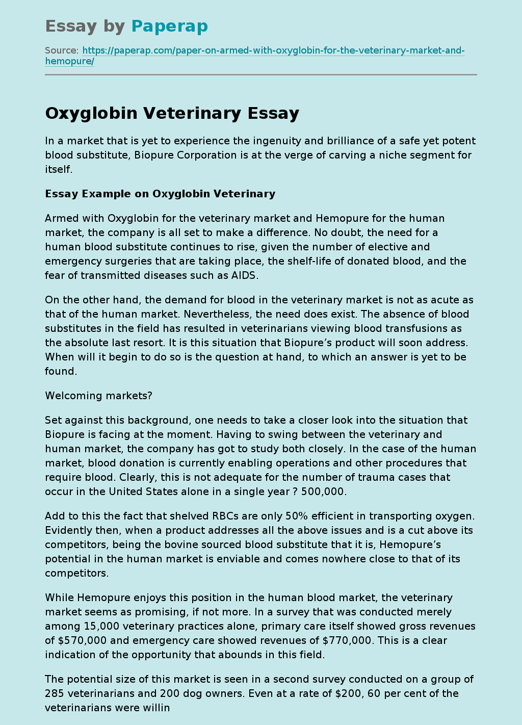 Oxyglobin Veterinary