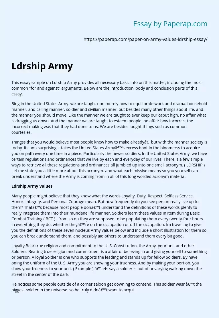 Ldrship Army Values